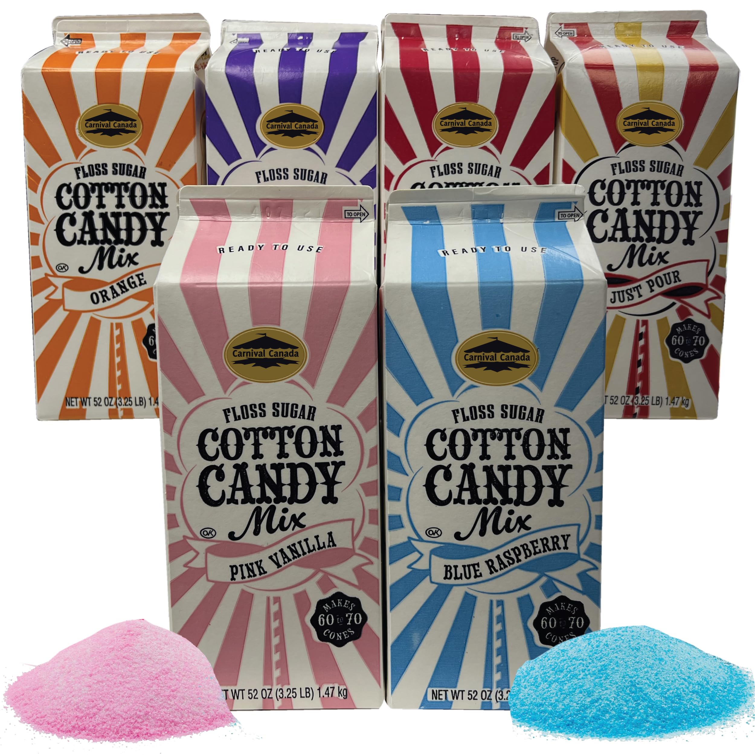 Cotton Candy Floss Sugar (6-Pack) | Blue Raspberry, Pink